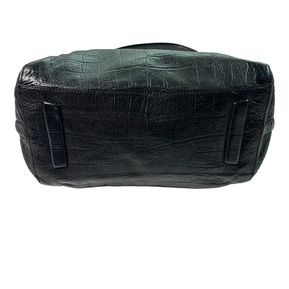 Vintage Givenchy Black Leather Croc Embossed Antigona Bag